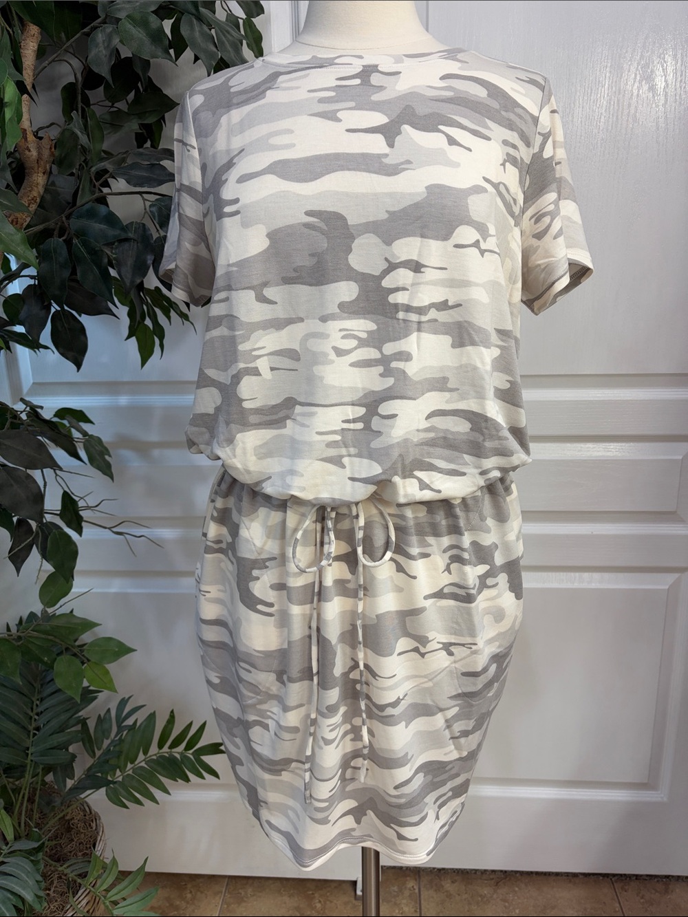 Belle by Kim Gravel Luxe French Terry Dress ~ Gray Camo